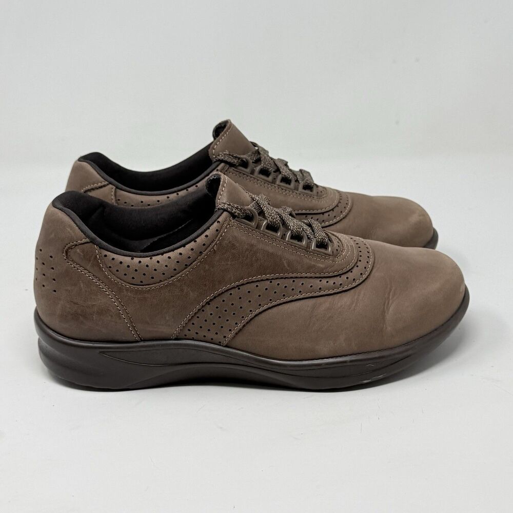 SAS Walk Easy Shoes Womens 7.5 Extra Wide Brown Leather Lace Up Comfort Walking